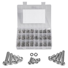 1410PCS M3 Hex Button Head Socket Cap Bolts Screws Washers Nuts Assortment Kits
