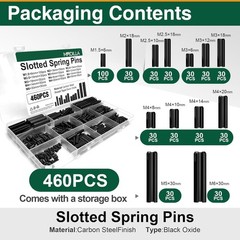 460pc Roll Pin Assortment – Metric Slotted Spring Pins M1.5-M6 Assort Kit Steel