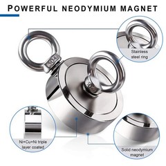 800 1300LB Neodymium Fishing Magnets Pulling Force Super Strong Round Rare Earth