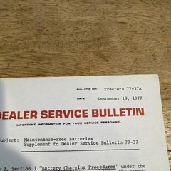 1977 Massey Ferguson Maintenance Free Batteries Supp. Dealer Service Bulletin