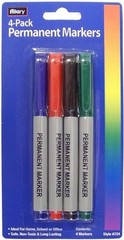 Allary Permanent Markers 4 Pack Blue, Red, Black, Green