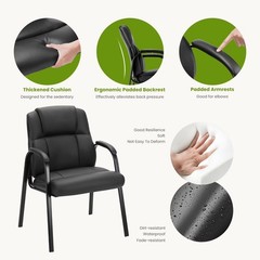 GIANNA Faux Leather Waiting Room Chair, Office Guest Chair with Padded Arms, for
