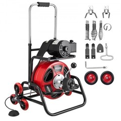 VEVOR Drain Cleaner Machine 100FT x 1/2Inch Auto Feed Sewer Auger & Multi Wheels