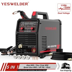 200A 5-in-1 MIG Welding Machine 110/220V Dual Voltage Gas/Flux/Spool/TIG/Stick