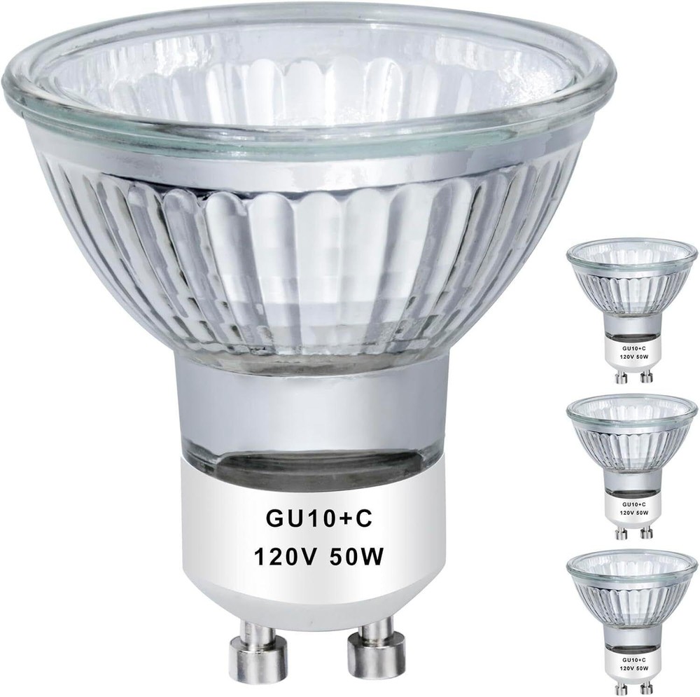 4 Pack Gu10 120v 50w Halogen Bulb Mr16 Glass Cover Gu10+c Bulb 2700k Warm White
