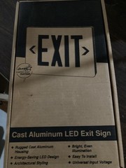 Dual Lite SESRBN Hubbell Sempra Die Cast Exit Sign, Black w/Brushed Face Red Let