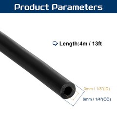 13 Ft(4M) Latex Rubber Tubing, 1/8″(3mm)ID 1/4″(6mm)OD, Black