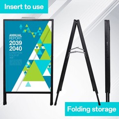 Heavy-Duty Double-Sided Metal A-Frame Sidewalk Sign Holder Stand 24″x36″