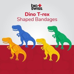 BioSwiss Bandages, Dinosaur Shaped Self Adhesive 50 Count (Pack of 1)