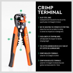 8″ Self-Adjusting Wire stripper Cable Cutter Crimper Electricians Crimping Tool