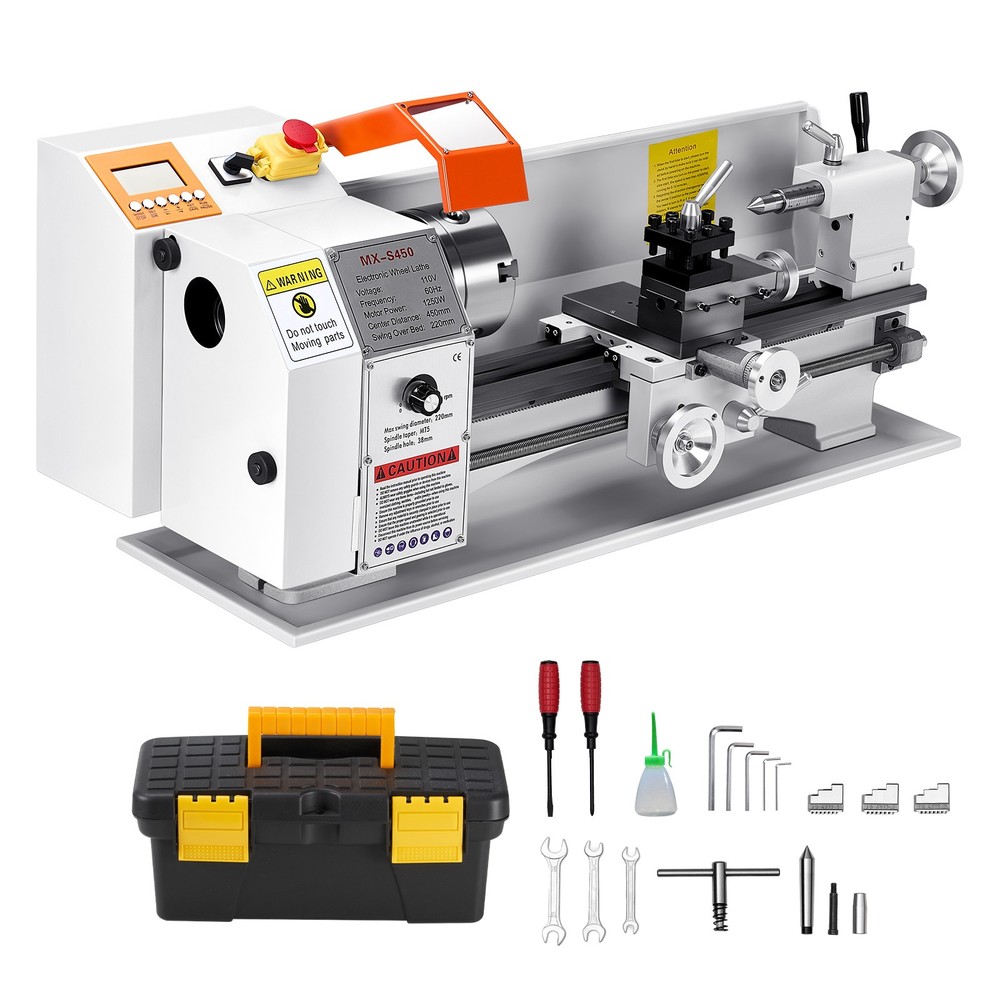 Metal Lathe Machine 8.7 x 18 in Precision Bench Power Metal Lathe Automatic Feed