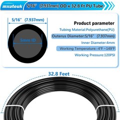 mxuteuk 5/16″ Air Line Tubing Kit,5/16 Inch(8mm) OD x (8mm) OD, Black