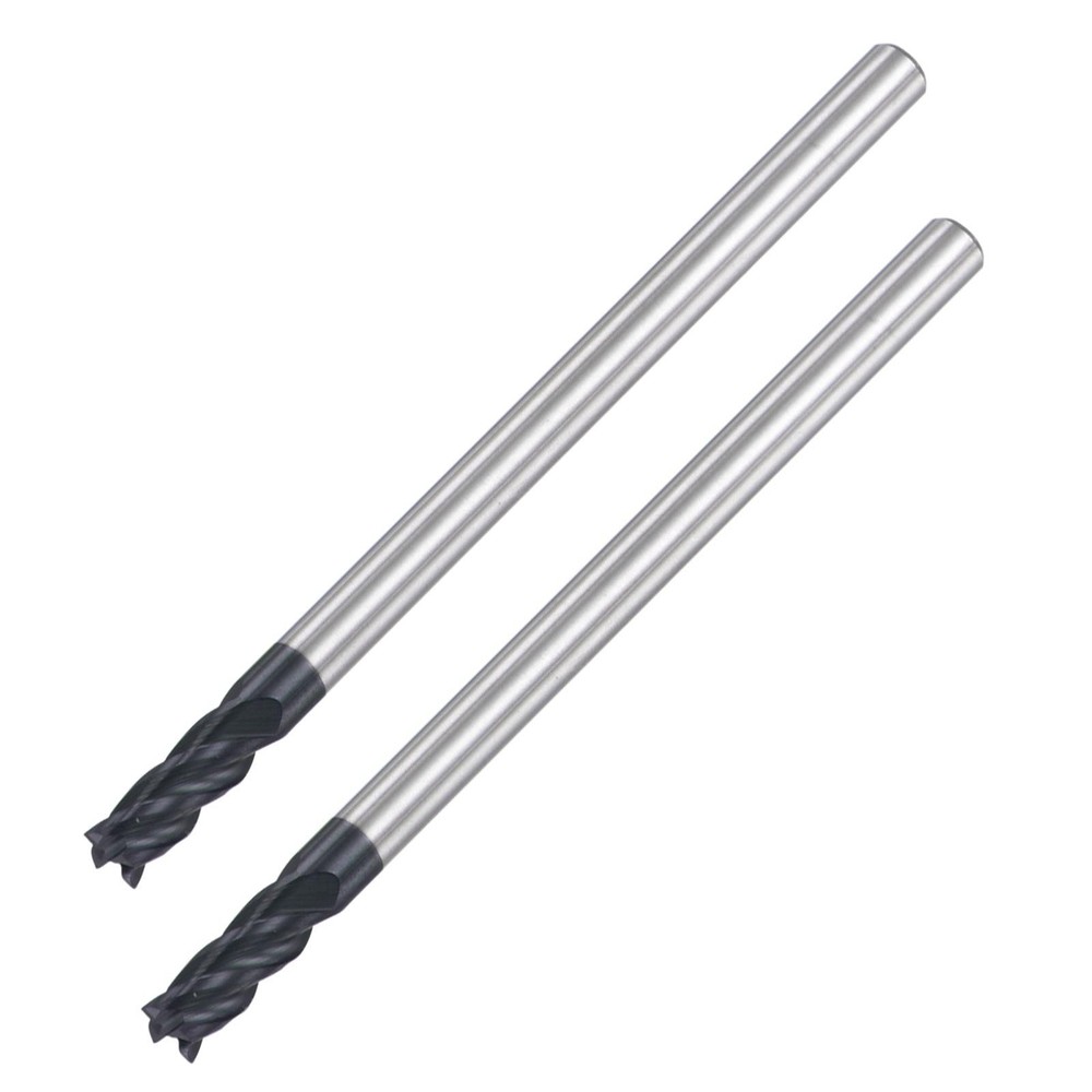 2pcs 3mm Dia 4mm Shank HRC45 Carbide AlTiN Coated 4 Flute Square End Mill