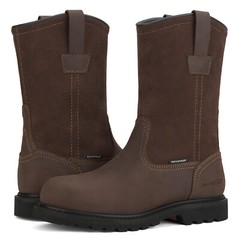 HISEA NINGO Men Steel/Soft Toe Wellington Work Boots Leather Western Cowboy Boot