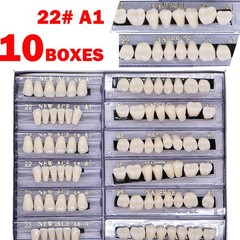 10 Boxes Dental Acrylic Resin Denture 22# A1 Full Sets Teeth Upper Lower Shade