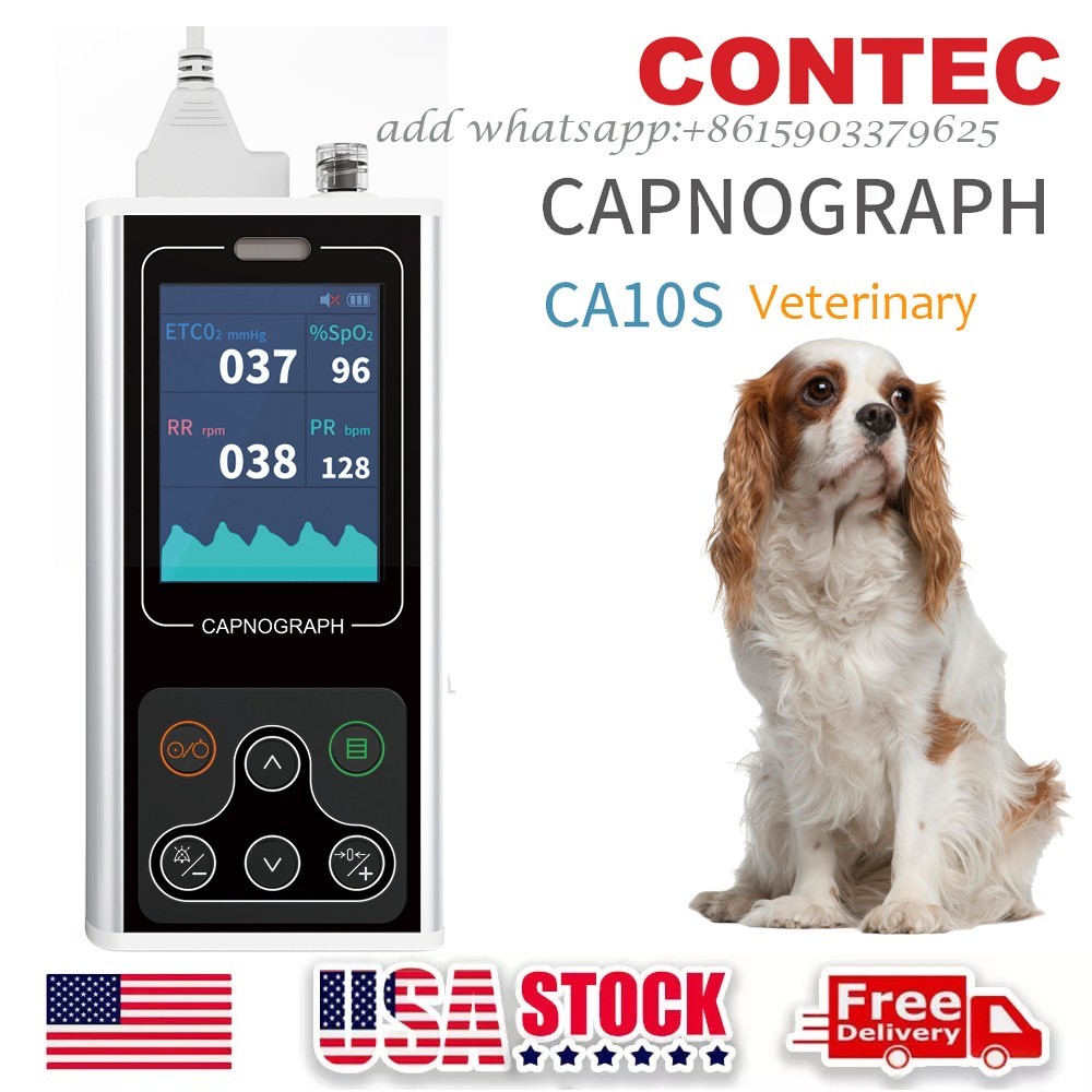CA10S-VET Veterinary Capnograph Sidestream EtCO2 Respiration Rate SpO2