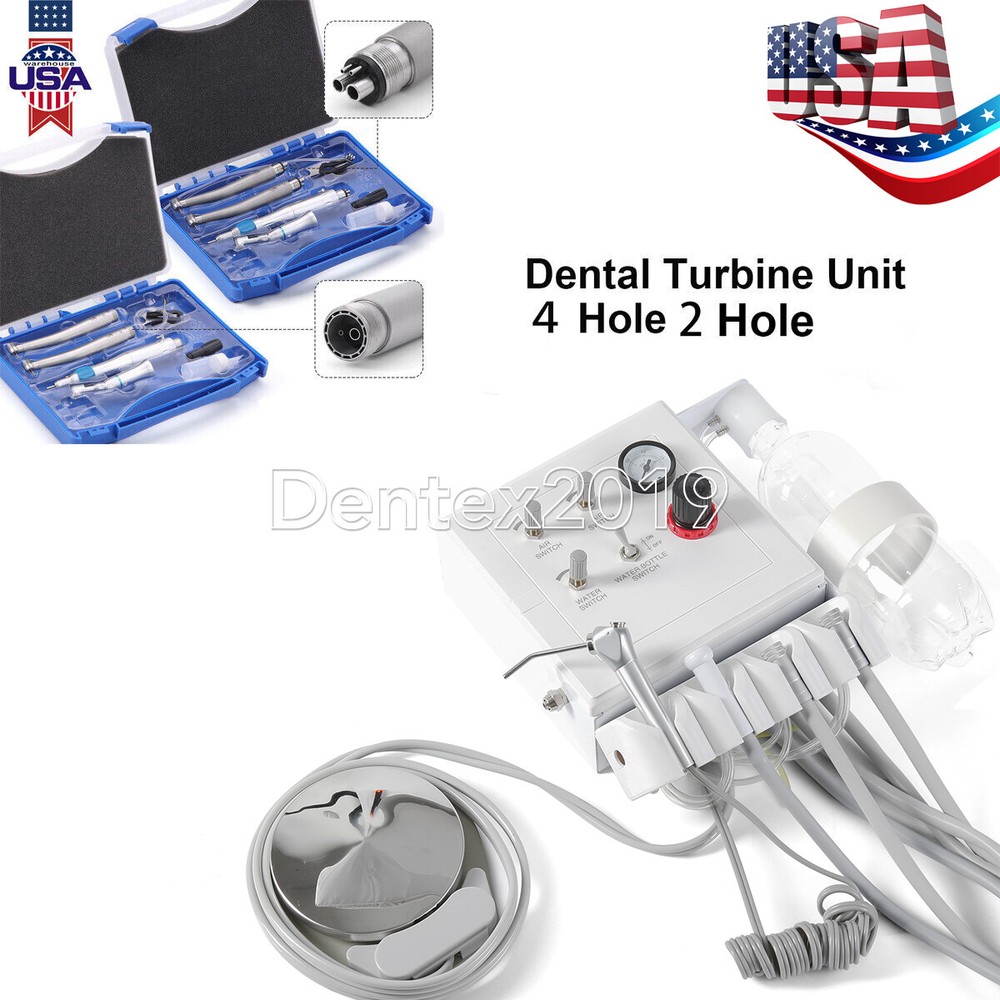 Portable Dental Turbine Air Compressor Unit 2/4Hole/High Low Speed Handpiece Kit