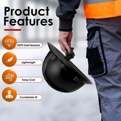 15-436 HDPE Full Brim Hard Hat, Construction Safety Helmet with Vented Holes,…