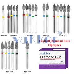 10pc Vakker Dental FG Football Egg Shape Diamond Burs for High Speed Handpiece
