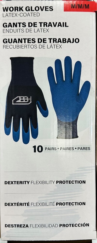 10 Pair Latex Foam Coated Men’s Work Gloves Size M L XL