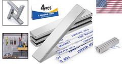 Neodymium Bar Magnets, 4 Pcs, 60x10x3mm, Strong Holding Power