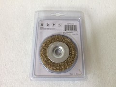Robtec 3 in. x 1/2 in. Arbor Crimped Brass Coated Steel Wire Wheel Brush