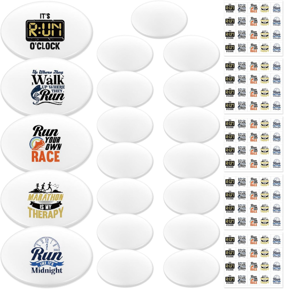 20 Pcs Running Bib Clips with 20 DIY Stickers Bib Snaps for Runners Number Buckl