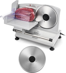Meat Slicer, 6.7″ Electric Deli Slicer Machine with 2 SUS420 Blades, 0-0.6 Inch
