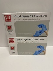 Lot Of (2) Basic Vinyl Synmax Exam Gloves 100ct Box MEDIUM BMPF3002 Latex Free