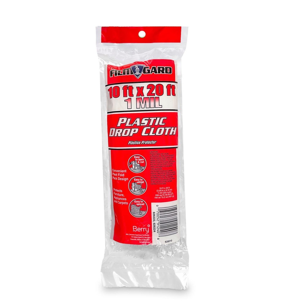 Film-Gard 10 ft. W X 20 ft. L X 1 mil Plastic Drop Cloth 1 pk (Pack of 6)