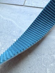 2″ x 54.3″ Supergrip Rough Top Conveyor Belt with V-Guide Tracking – Blue/Green