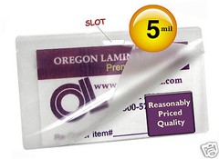 500 Military Card Hot Laminating Pouches 2-5/8 x 3-7/8 5 Mil w/Slot on Long Side