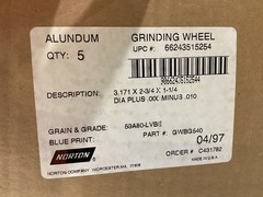 Norton 66243515254 ALundum Grinding Wheels 3.171”X2-3/4”X1-1/4” #112C149PR4