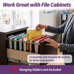 Plastic File Folders with Tabs, 6 Pack Colored Plastic Folders, 1/3 Cut Tabs