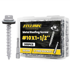 Metal Roofing Screws #10 X 1-1/2″, 300 PCS, RUSPERT Hex Head Rubber