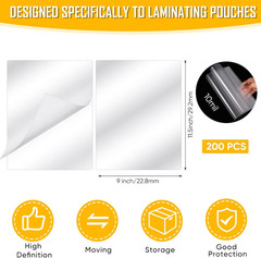 200 Pack 10 Mil Laminating Pouches Thermal Laminating Sheets Letter Size