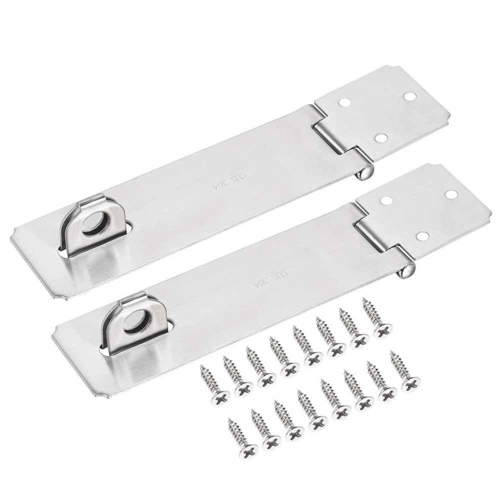 2pcs 6″ Stainless Steel Thick Door Latch Hasp Lock Clasp with Screws Silver