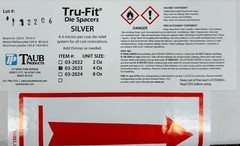 George Taub [TRU-FIT] Die Spacers 4oz Gold Color & Silver Color