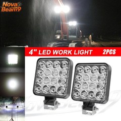 2Pcs 4Inch Square LED Work Light Pods Flood Light For Truck Offroad Tractor SUV