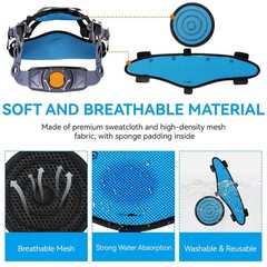 Hard Hat Sweatband and Top Pad for Safety Helmet, Washable Hard Hat Cooling Line