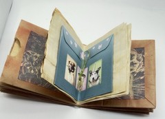 Hand Made Junk Journal Doggy And Yellow Flower. Medium Is Brown Paper Bags