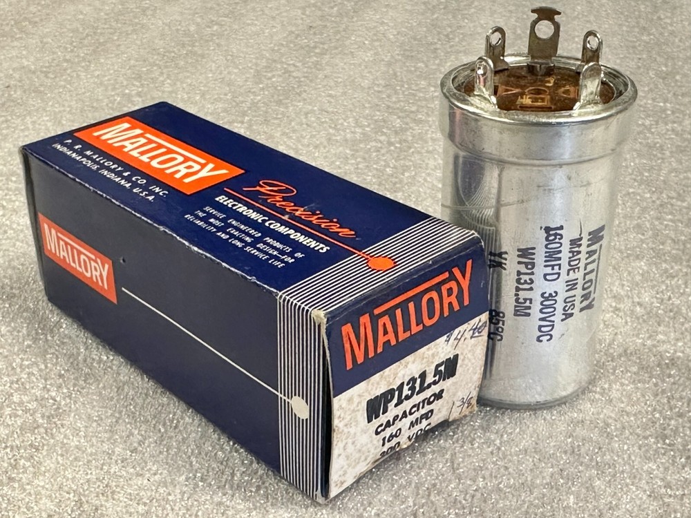 Mallory WP-131.5M 160 MF @ 300VDC Electrolytic Can Capacitor ~NOS