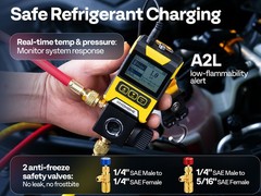 Digital Vacuum Pressure Manifold Gauge w/ Temp Clamp Hoses AC R134a R410a R1234y