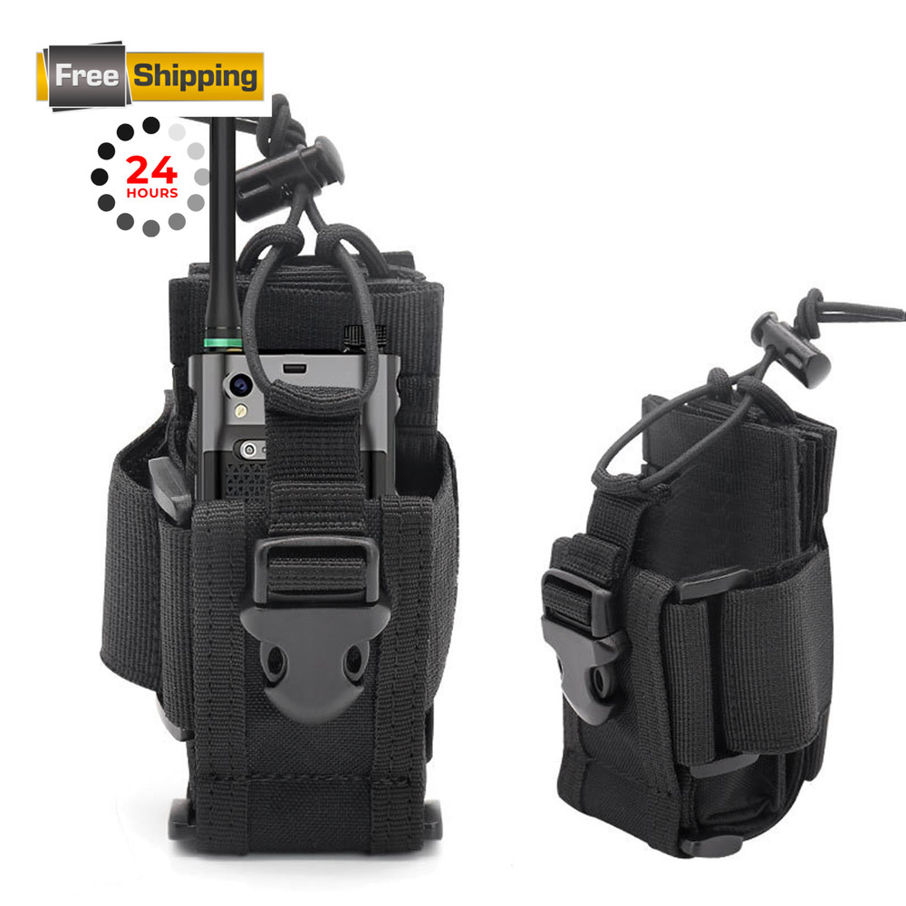 Tactical Molle Radio Holster Holder,Military Heavy Duty Pouch Bag for Black