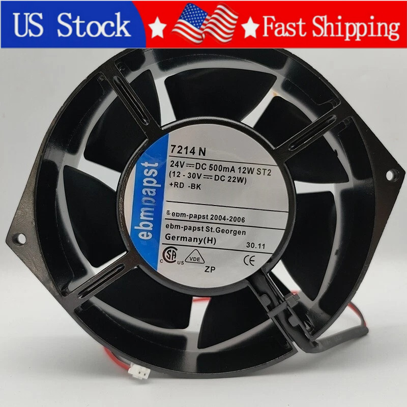 1PCS New Ebmpapst 7214N DC24V 12W 172x150x55mm 2-Wire Cooling Fan US Stock