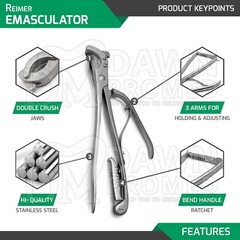 Reimer Emasculator Castration Clamp 12.5″ Double Crush Veterinary Instruments A+