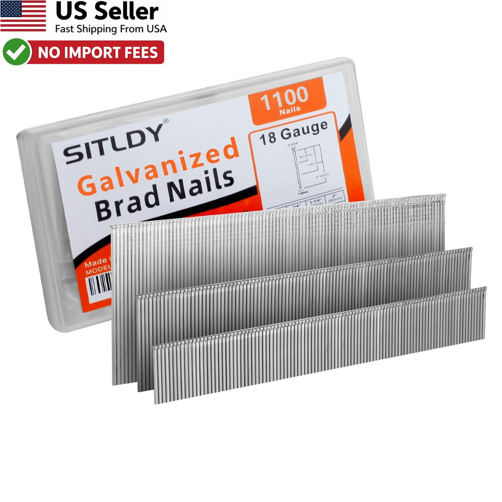 18 Gauge Galvanized Brad Nails Assorted 3/4″ 1-1/4″ 2″ 1100 Pack FROM USA