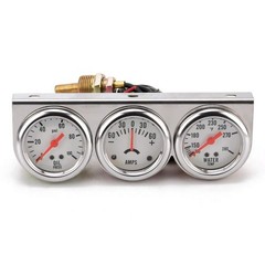 2″ 52mm Chrome Car Gauge Kit Oil Pressure Water Temp Ammeter Universal