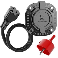 Heavy-Duty 5-in-1 T 20A 125V RV Shore Power Inlet Plug with 18″ Extension Cord