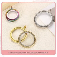 Living Floating Memory Locket 22mm Stainless Steel Round Glass Locket Silver